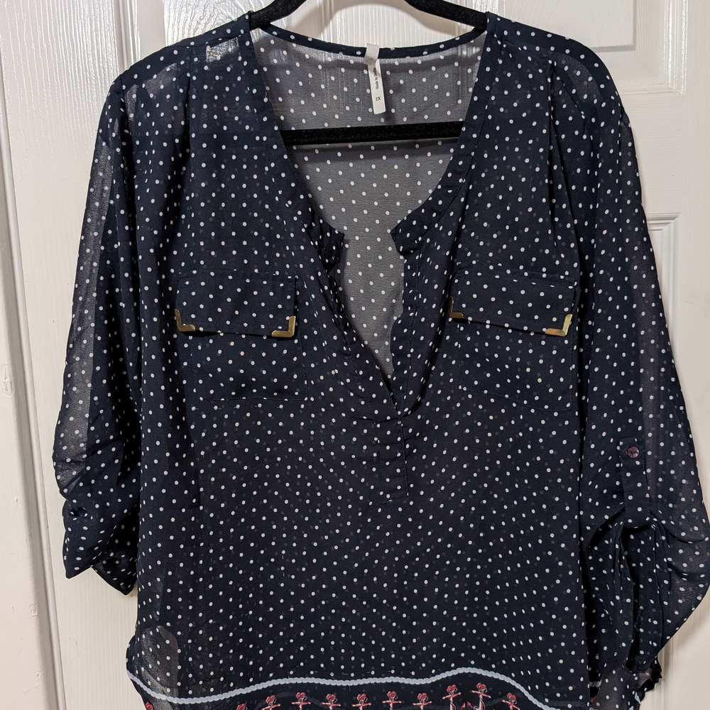 Polka Dot Navy Blouse
